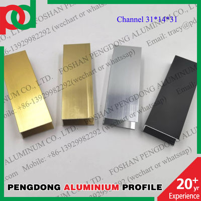 قیمت خوب پروفیل های پنجره آلومینیومی سفارشی کانال U نقره ای براق رنگ طلایی آنلاین